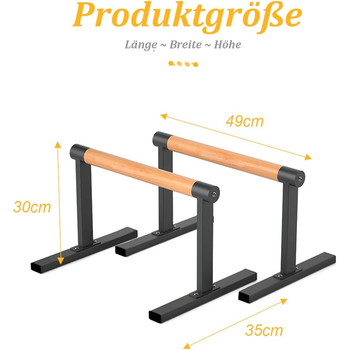 Дерев&39яні ручки для віджимань Parallettes Calisthenics з нековзною поверхнею, преміальне обладнання для гімнастики та калістеніки, силові тренування з грифом Bounabay Dip Grips, стійка на руках, гриф для віджимань чорного кольору, великий