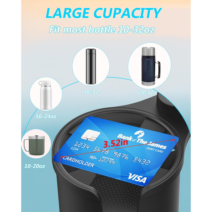 Тримач для напоїв тримач для мобільного телефону для автомобіля з розширюваною основою, 2-1 універсальний тримач для мобільного те