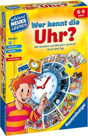 Хто знає час - Гра та навчання для дітей, Розвиваюча гра для дітей віком 6-9 років, Навчання через гру для 1-4 гравців (один гравець), 24995 -