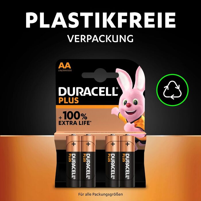 Батарейки Duracell Plus AA, 24 шт. и, тривале живлення, батарейка АА для дому та офісу розмір AA Plus (100 довговічна) 24 шт. и