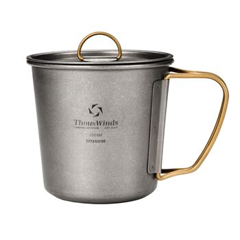 Титанова кружка Thous Winds для активного відпочинку 350 мл, титанова кемпінгова кружка з кришкою та складними ручками портативна кружка, легка кавова кружка для кемпінгу, походів, трекінгу, приготування їжі, пікніків