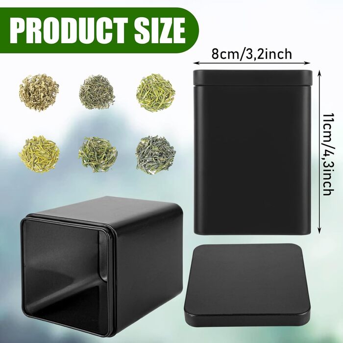 Чайні банки SHUESS, 15 шт. , для розсипного чаю, 100-250 г квадратна металева чайна банка, сірого кольору, 8x8x11 см, герметична та штабельована для зберігання розсипного чаю, кави та спецій елегантні банки для зберігання, матовий дизайн