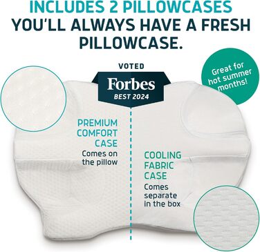 Подушка Lunderg CPAP для сну на боці вкл. 2 наволочки регульована подушка з піни з ефектом памяті для сну на боці, спині та животі, зменшує витік повітря та тиск маски