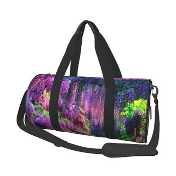 Спортивна сумка, дорожня сумка, стильний принт, сумка для подорожей та на ніч, чорна, універсальний розмір