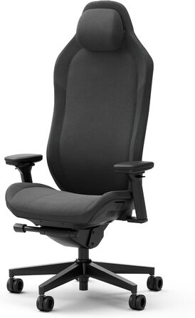 Геймерське крісло Fractal Design Refine Fabric Dark - iF Design Award 2025 Ергономічне офісне крісло з регульованими підлокітниками 4D, високою спинкою, поперековою подушкою та високоякісним чохлом з темної тканини