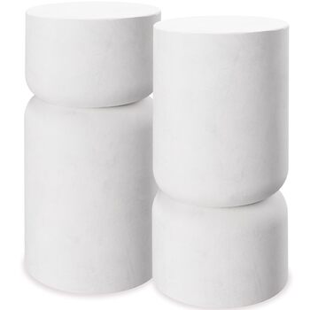 Набір із 2 круглих білих журнальних столиків, круглі приставні столики, естетичний декор кімнати, сучасні меблі для вітальні, спальні, як журнальний столик, приставний столик або тумбочка