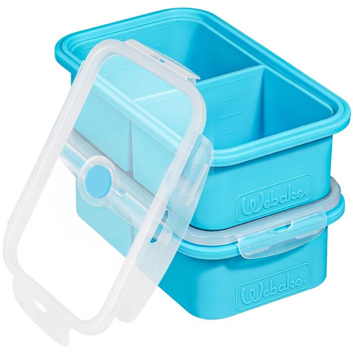 Контейнери для заморожування супів webake 500 мл силіконовий лоток для заморожування з кришкою, 2 шт., контейнери для заморожування супів, контейнери для продуктів, контейнери для зберігання, дуже великий лоток для кубиків льоду