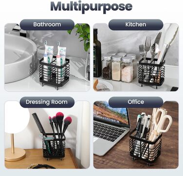 Тримач для зубної щітки Luxspire, тримач для електричної зубної щітки з нержавіючої сталі, настінний тримач для зубної щітки без свердління зі зливними отворами для органайзера для зубної пасти у ванній кімнаті, тримач головки для зубної щітки, чорний