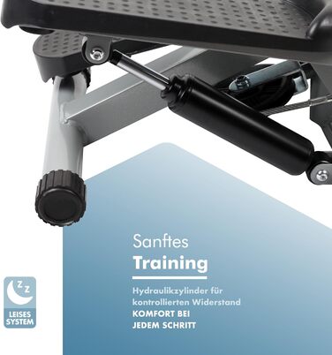 Міні-степер PORTENTUM для домашнього використання з еспандерами та РК-дисплеєм, 5 функцій Stairmaster 3-в-1 для ніг та рук Регульована інтенсивність Фітнес-пристрій для сходів, компактно зберігається