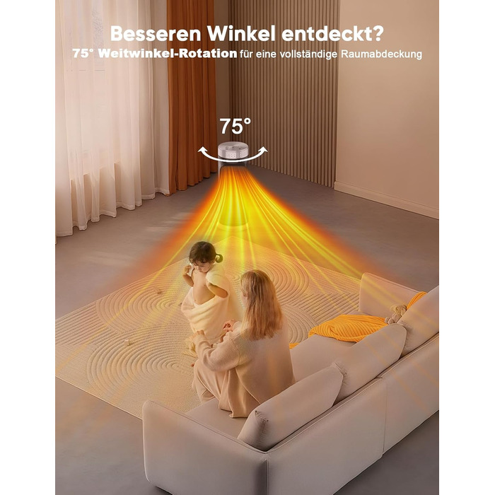 Розумний енергозберігаючий вентилятор-обігрівач, 1800 Вт PTC обігрівач з WiFi/додатком/Alexa/голосовим керуванням Google для використання в приміщенні, обігрів та охолодження 2 в 1, обігрівач для ванної кімнати, домашнього офісу, спальні, чорний Smart WiF