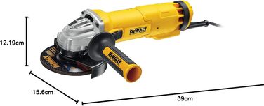 Кутова шліфувальна машина DeWalt (1400 Вт, діаметр диска 125 мм, частота обертання на холостому ходу 11 500 об/хв, для всіх станда