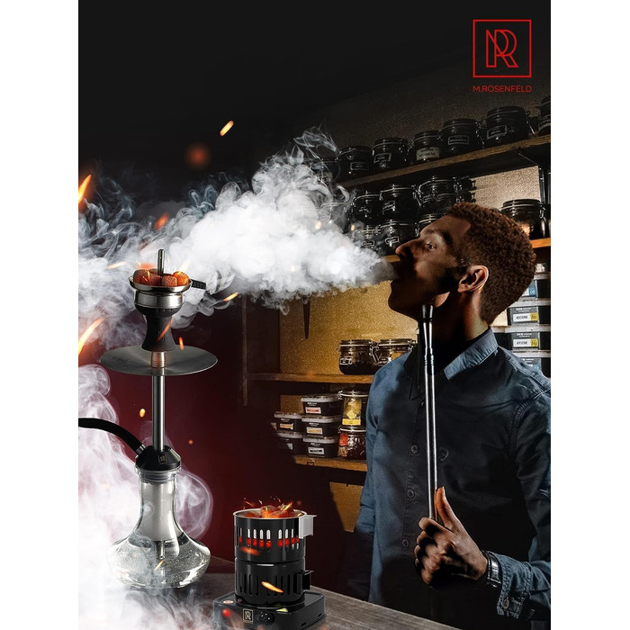 Кальянна вугільна запальничка електрична 800 Вт Turbo вугільна запальничка з дуже довгим кабелем 150 см, знімним кошиком для вугілля та 2 щипцями - Пальник для кальяну для кальянних кубиків Black Black 800w