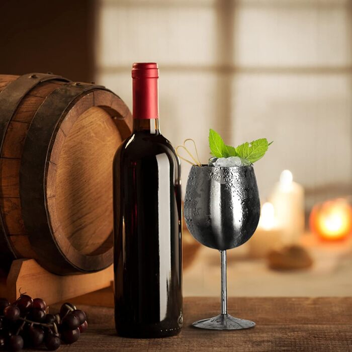 Келих для вина LELELINKY 350 мл Келихи для червоного вина з нержавіючої сталі, небиткі келихи для вина, келихи для шампанського та