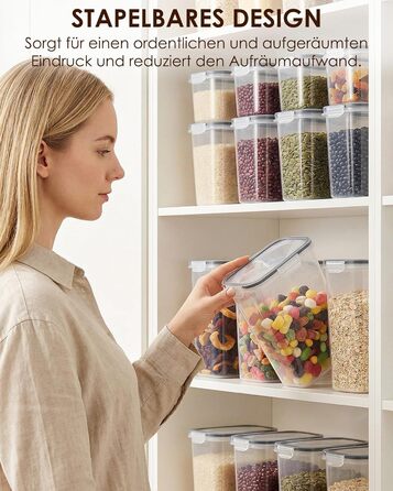 Герметичні контейнери для зберігання з кришками, 24 шт. и, штабелюються, без бісфенолу А, коробки для зберігання харчових продуктів для кухні, підходять для борошна, круп та макаронних виробів