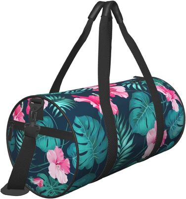 Гавайська дорожня сумка з рожевою квіткою, кругла форма, великий об'єм, легка та міцна, ідеальний подарунок для піших прогулянок, відпустки, ділових поїздок та іншого, Гавайська рожева квітка, універсальний розмір