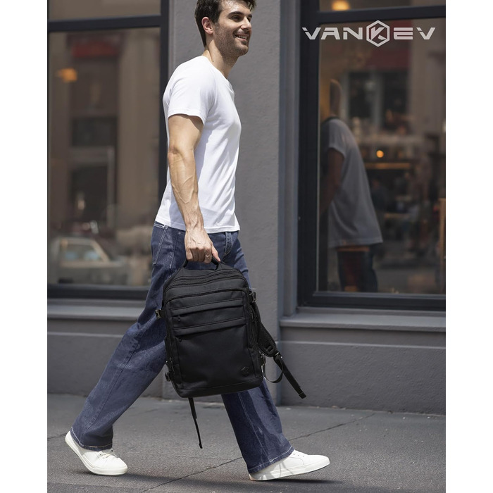 Розширюваний ручний багаж для літаків Eurowings, Ryanair, EasyJet, Wizz Air 40x30x20-40x30x25 см (24-30 л), рюкзак під сидіння з відділенням для ноутбука 15,6, чорний