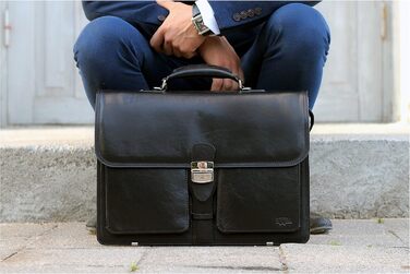 Портфель з натуральної шкіри, ділова сумка, сумка для ноутбука, сумка-месенджер (чорний)