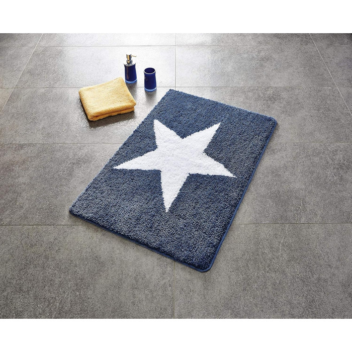 Килим для ванної RIDDER, зоряно-синій, 60x90 см, синьо-білий