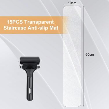 Килимки для сходів Cozary, протиковзкі килимки для сходів, прозорий водонепроникний самоклеючий килимок для сходів, протиковзкі сходинки, для дерев&39яних сходів у приміщенні, протиковзкий килимок, 15 шт. , 15 см x 60 см