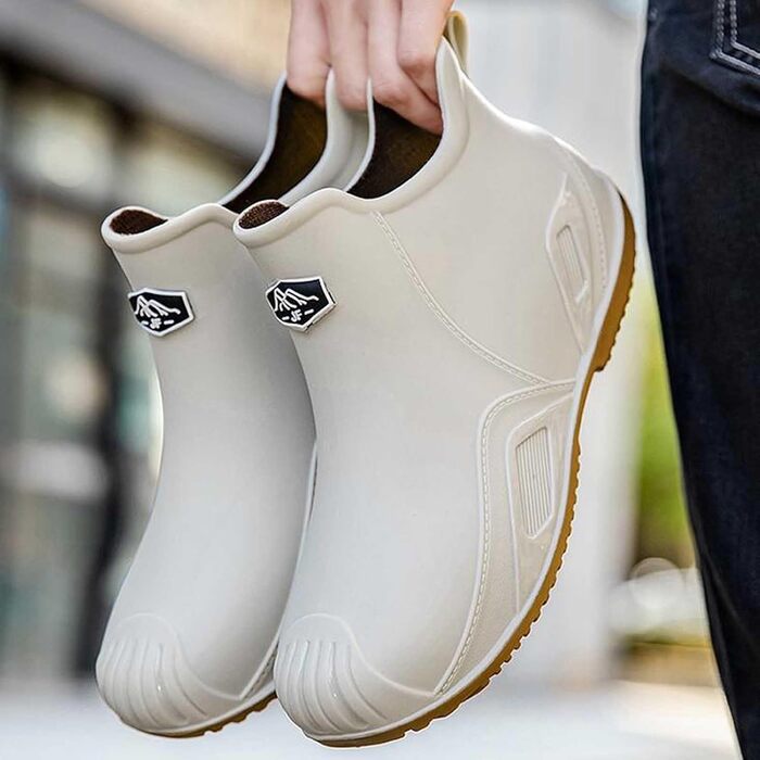 Водне взуття, гумові чоботи, гумові чоботи, чоловічі, жіночі, до щиколотки, зручні, для садівництва, легкі, для катання на човні, кемпінгу, вітрильного спорту, подорожей та походів, білі, 38 2/3 EU