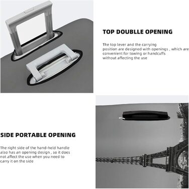 Чохол для валізи Паризька вежа з трояндою, міцний захист для багажу розміру XL (45.7-81.3 см), чорний