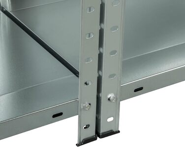 Стелаж для зберігання Metalkas BR1-ECO з 5 полицями, 185x100x40 см, полиці з регульованою висотою, до 350 кг, надміцний стелаж, стелаж для підвалу, стелаж для майстерні, оцинкований, виготовлений з металу, сріблястий