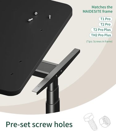 Стільниця MAIDeSITe 160x80 см, товщина 25 мм - Стабільна офісна стільниця своїми руками ідеально підходить для столів з регульованою висотою, чорного кольору, 160 x 80 см