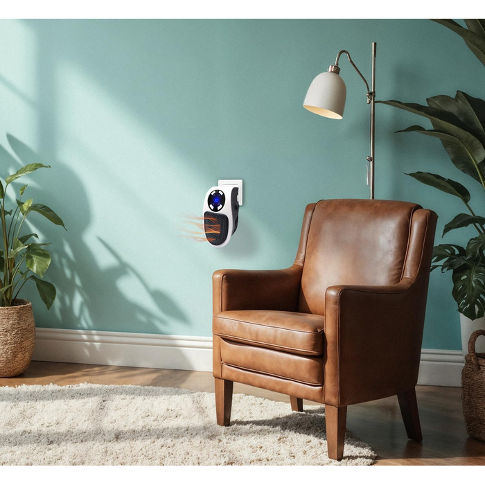 Електричний обігрівач, що підключається до мережі, 500 Вт, енергозберігаючий, тихий термовентилятор з термостатом 15-32C, 12-годинний таймер, світлодіодний дисплей, дві швидкості, автоматичне вимкнення