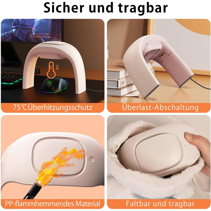 Енергозберігаючий вентилятор-обігрівач, складний килимок для столу з підігрівом, електричний обігрівач для рук з регульованою температурою термостата, подарунок для жінок та чоловіків, білий бежевий