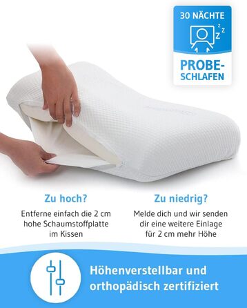 Охолоджувальна подушка VITALice Регульована по висоті подушка для шиї з піни з ефектом пам&39яті з чохлом ClimaCool Класна ергономічна подушка для сну на боці, дихаюча, ергономічна, 56x36x9,5/11,5 см