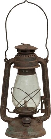 Антикварний металевий олійний ліхтар Biscottini Д15,5 x Ш15,5 x В32,5 - Центральна композиція - Домашній декор - Ліхтар у стилі шеббі-шик - Кемпінг