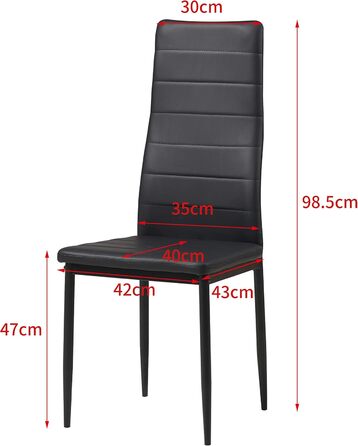Обідні стільці ALBATROS, комплект з 4 шт. , Milano, чорний - елегантний італійський дизайн, оббивка зі штучної шкіри, зручне м&39яке крісло - протестовано SGS - сучасний кухонний стілець, обідній стілець, чорний, 4 стільці