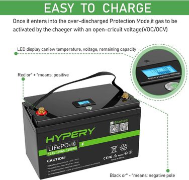 Розумний акумулятор 12V 100Ah LiFePO4 з Bluetooth, світлодіодним дисплеєм, вимикачем запуску та BMS, ідеальний літієвий акумулятор для автофургонів, гольф-карів, човнів та домашніх накопичувачів енергії. Розумний 12V 100AH Bluetooth