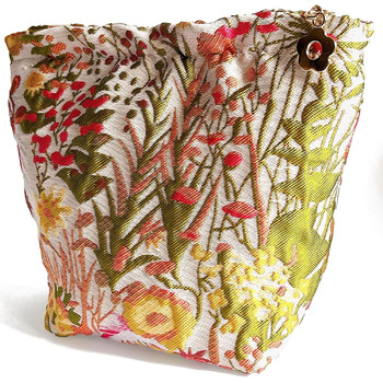 Персикова косметичка з квітковим візерунком, вінтажна косметичка, маленька вінтажна косметичка на блискавці, дорожня косметичка, п