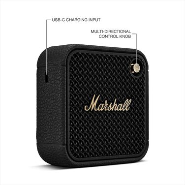 Бездротова Bluetooth-колонка Marshall Willen II, понад 17 годин без підзарядки, водонепроникна за стандартом IP67 - чорний і латун