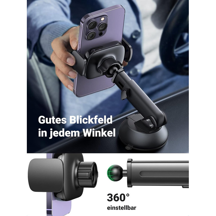 Тримач для мобільних телефонів на присосках 360 Автомобільний тримач для мобільних телефонів 2 в 1 Універсальний тримач для мобіль
