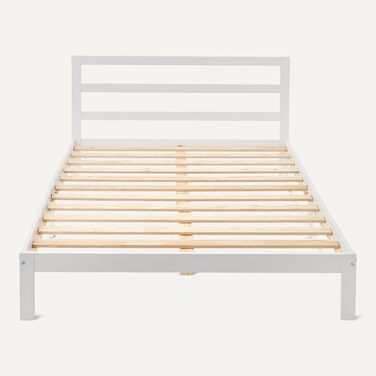 Каркас двоспального ліжка Storeo Basics з узголів&39ям, масив сосни з рейковою основою, 140 см x 200 см, двоспальне ліжко, білий колір 140 x 200 см білий
