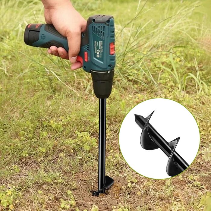 Акумуляторний бур для саду з рукавичками, спіральний бур для рослин та ґрунту для дриля/шуруповерта (10x60 см)