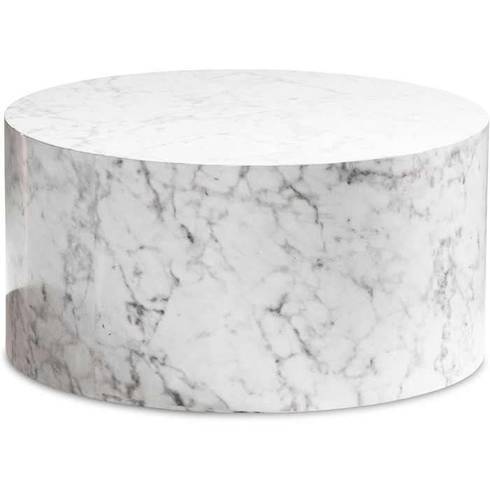 Кавовий столик FineBuy MONOBLOC 60x60x30 см, круглий дизайнерський стіл для вітальні, сучасний білий диванний столик