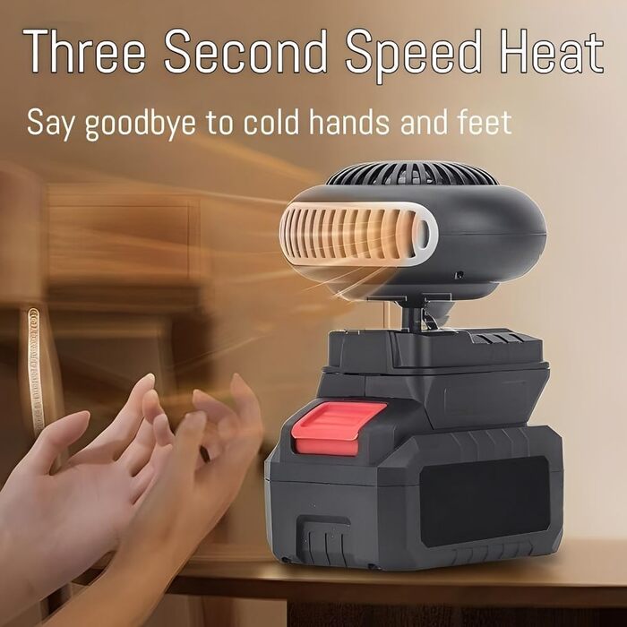 Автомобільний обігрівач на батарейках з обертанням на 360, обігрівач для паркування автомобіля, акумуляторний обігрівач з USB-портом для кемпінгу, намету, триколісного велосипеда, офісу, автомобіля, гольф-кара (2 батареї, 5 секцій) 2 батареї 5 секцій
