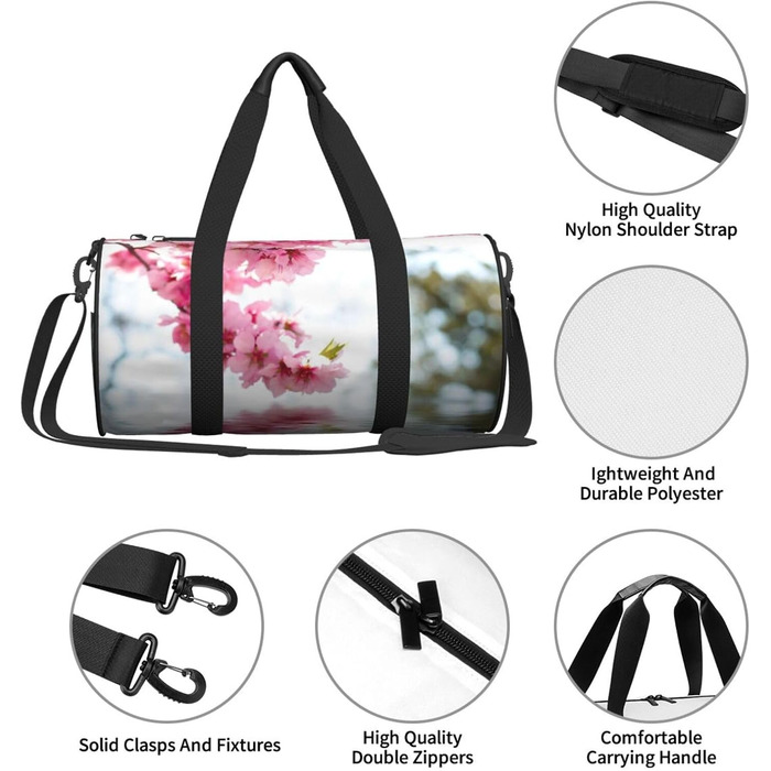 Спортивна сумка-мішок для подорожей з весняним природним принтом, чорна, універсальний розмір, дорожня сумка