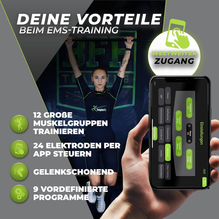 Костюм eaglefit EMS, повна бездротова система (24 електроди, розмір S)