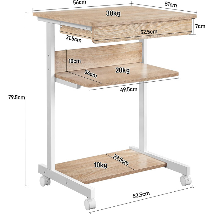 Комп&39ютерний стіл Yaheetech, офісні меблі, ПК-стіл, офісний стіл, робочий стіл з дерева та сталі з полицею та шухлядою, 79 x 56 x 51 см, дуб