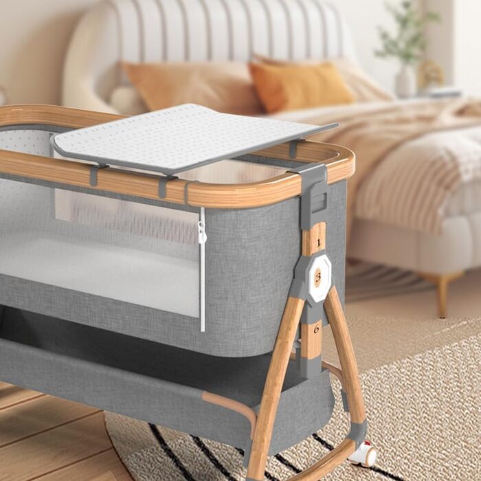 Дитяче ліжечко, безпечний сон, матрац з кокосового волокна, пеленальний столик, легко збирається та складається, портативне ліжечко для новонароджених (Woody)