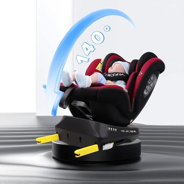Дитяче автокрісло Reecle 360 Swivel i-Size з кріпленням ISOFIX 40-150 см (0-36 кг) Reboarder, від народження до 12 років, ECE R129