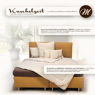 Подушка з мериносової овечої вовни розміром 40x80 см з наповнювачем з 500 грамів натуральної вовняної грудки для індивідуального регулювання висоти та стьобаним бавовняним чохлом - Зроблено в Німеччині