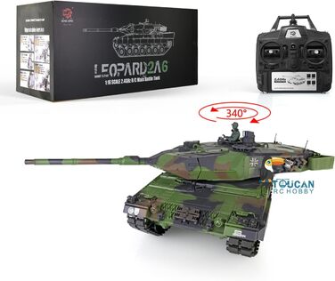 Радіокерований танк Leopard 2A6 RC 1/16, 2.4 GHz, з функцією стрільби (6 мм)