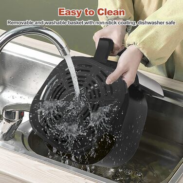 Цифрові фритюрниці TUKAILAi 5 л зі швидкою циркуляцією повітря та екраном одним дотиком, 8 попередніх налаштувань приготування, кошик з антипригарним покриттям, таймер контролю температури, кошик з антипригарним покриттям, безмасляна картопля фрі для дому