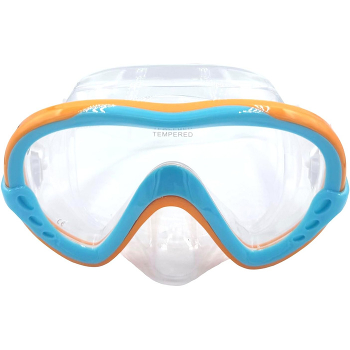 Дитячий набір для підводного плавання, силіконова маска для дайвінгу із захистом від протікання та запотівання, суха трубка, силіконовий матеріал, набір для підводного плавання для хлопчиків та дівчаток, &quotЗнайди свого Немо&quot - синій/помаранчевий