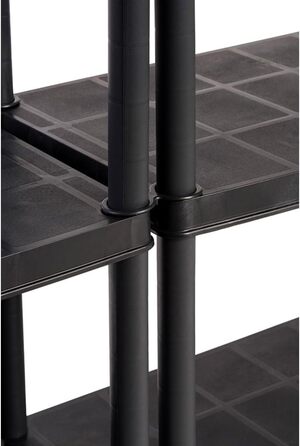 Пластиковий стелаж Kreher 2 x XL для міцності - 85x40,5x185 см - 5 полиць, вантажопідйомність 300 кг - вставна система, роздільний (32 полиці), сертифікований TV, стійкий до іржі та атмосферних впливів - для підвалу, гаража, майстерні та саду